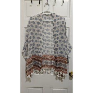 White/Patterned Loose Chiffon Shrug
